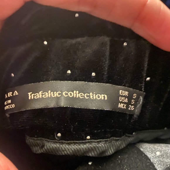 Zara black velour gold dot  paper bag waist shorts size small - Picture 3 of 4